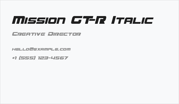 Mission GT-R Italic Business Card