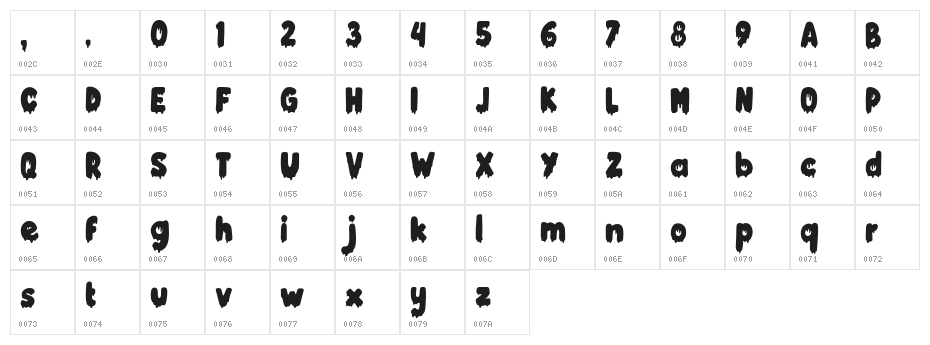 Misterino Demo Regular Character Map