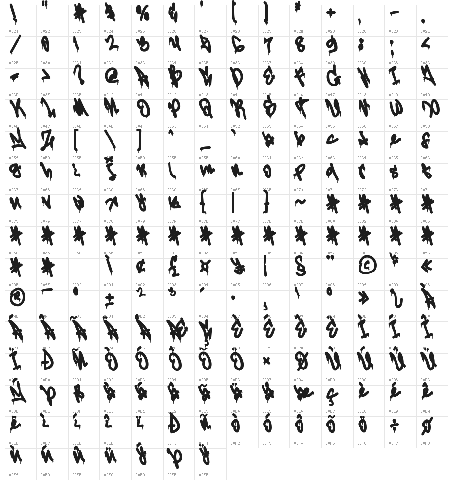 Misty Lines Drip Character Map
