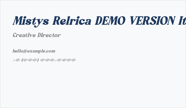Mistys Relrica DEMO VERSION Italic Business Card