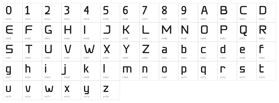 Mitsuha Regular Character Map