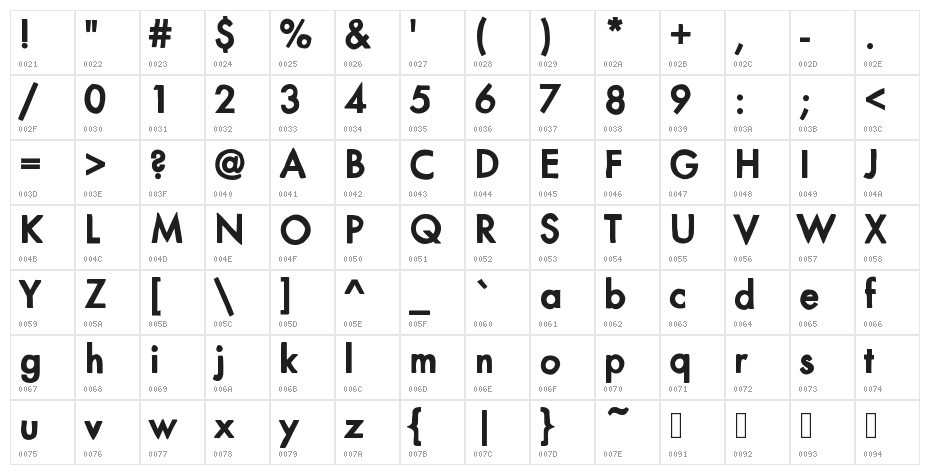 MixModernSolid Character Map