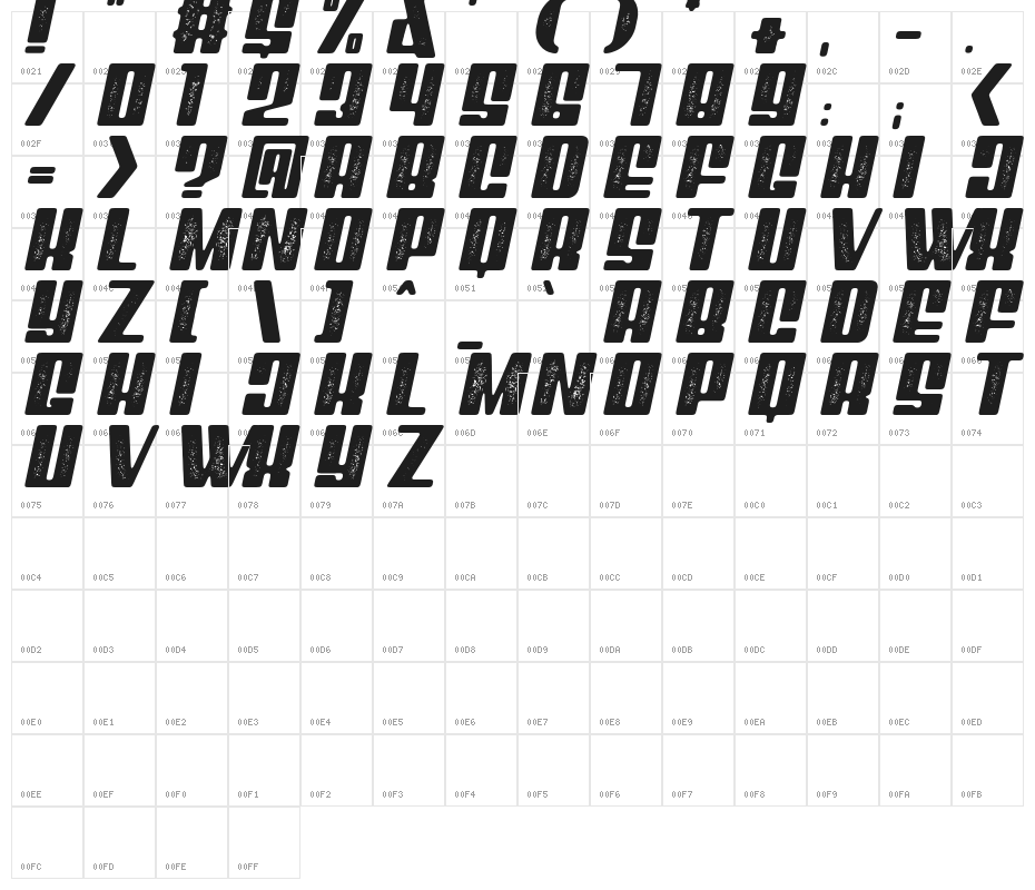 Mixbox Stamp Italic Demo Stamp Italic Character Map