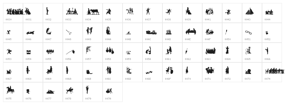 Mixed Silhouettes Seven Regular Character Map