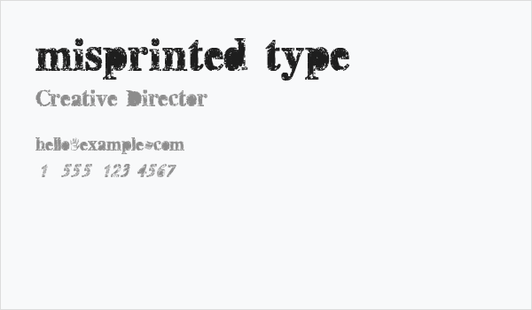 misprinted type Business Card