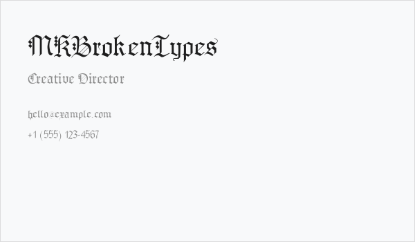 MKBrokenTypes Business Card