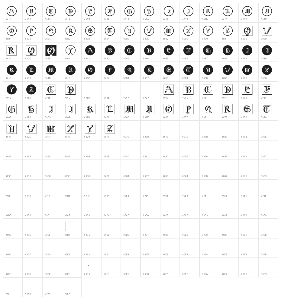 MKFraktConstruct Character Map