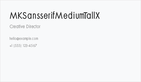 MKSansserifMediumTallX Business Card