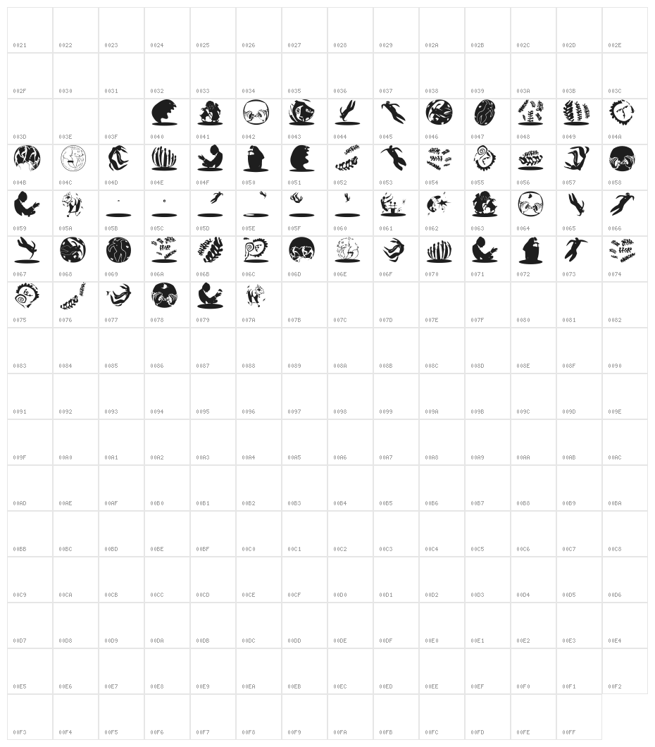 MKSilhouettaRound Character Map