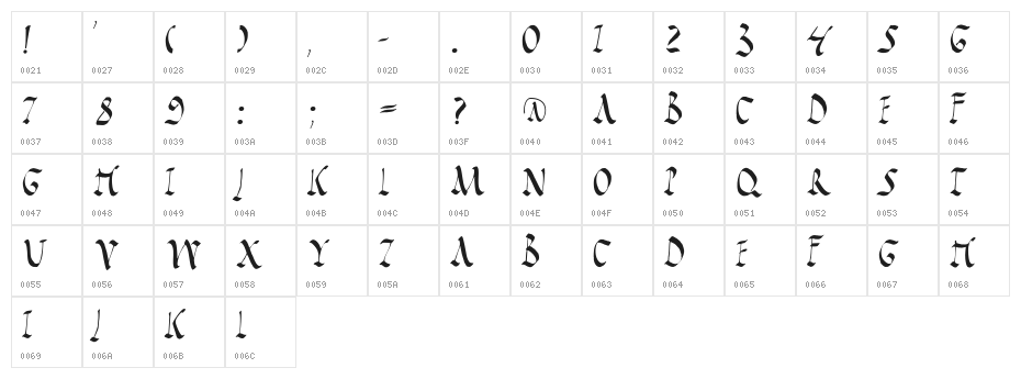 MKapitalisRusticaMedium Character Map