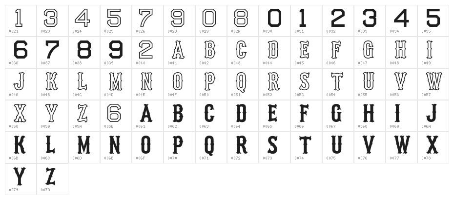 MLB Tuscan New Character Map