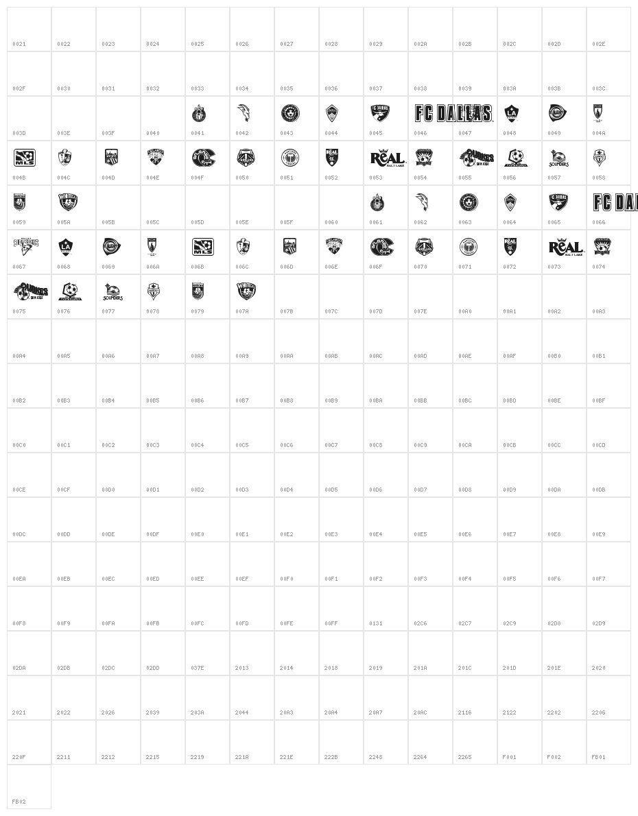MLS WEST Character Map
