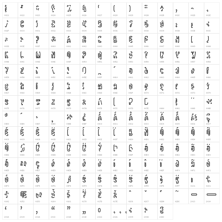 Mlurmlry-Regular Character Map