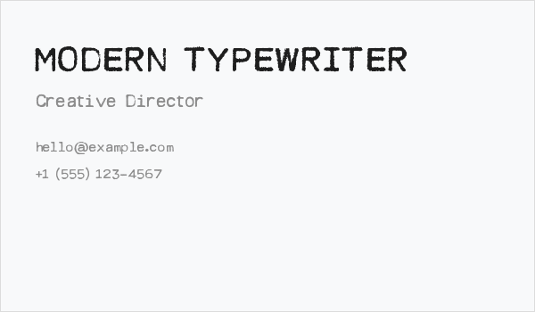 MODERN TYPEWRITER Business Card