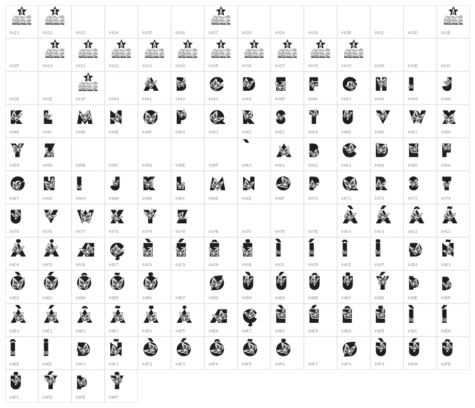 MONARCH PERSONAL USE Bold Character Map