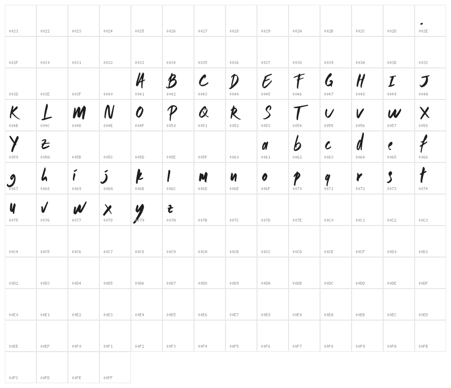 MONDAY-Regular Character Map