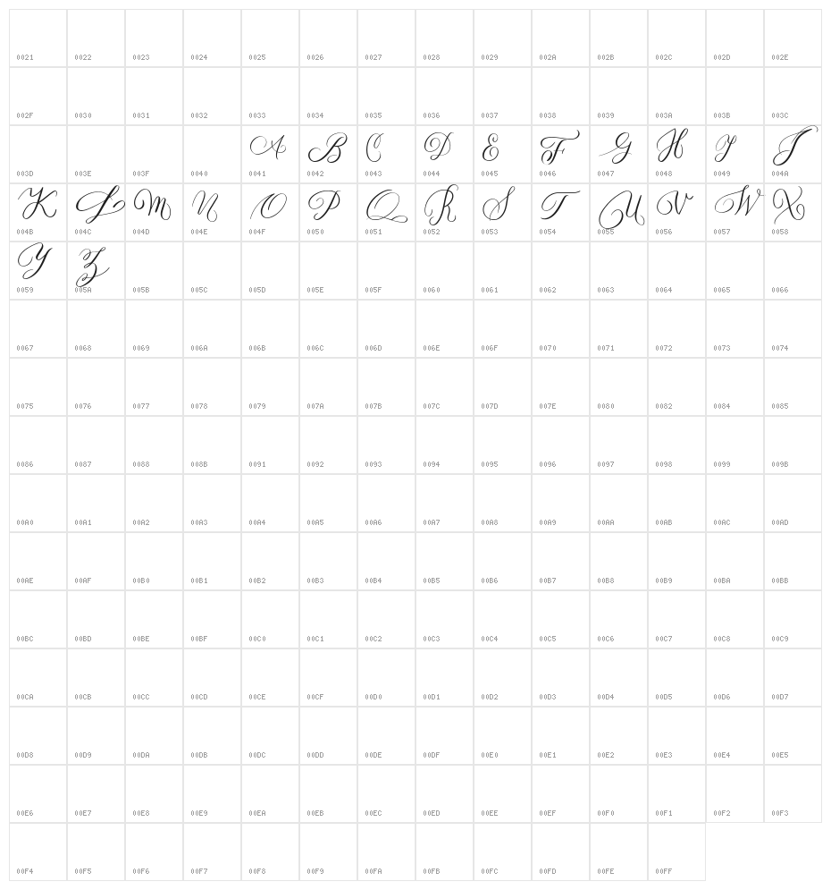 MONOGRAM A Character Map