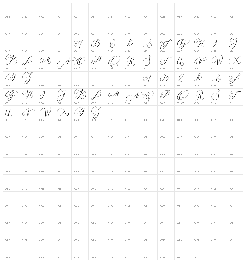 MONOGRAM B Character Map