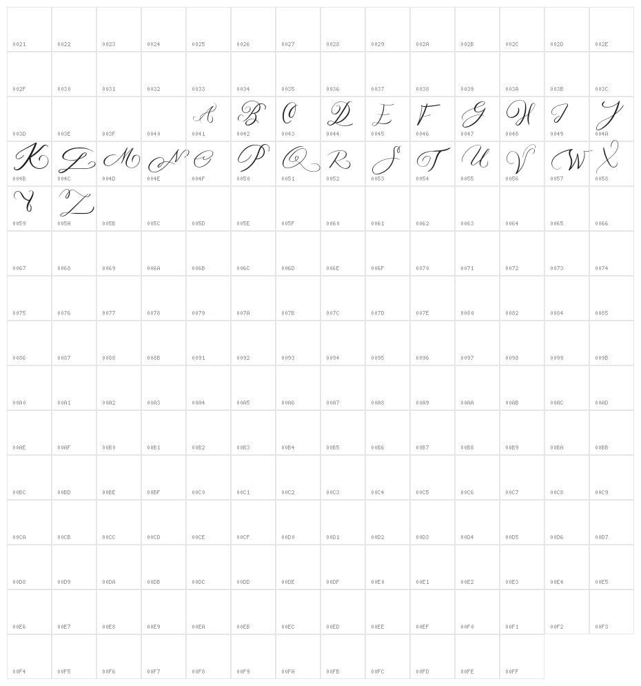 MONOGRAM D Character Map