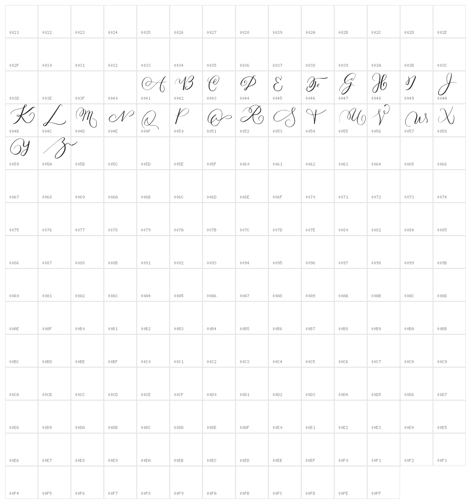 MONOGRAM E Character Map