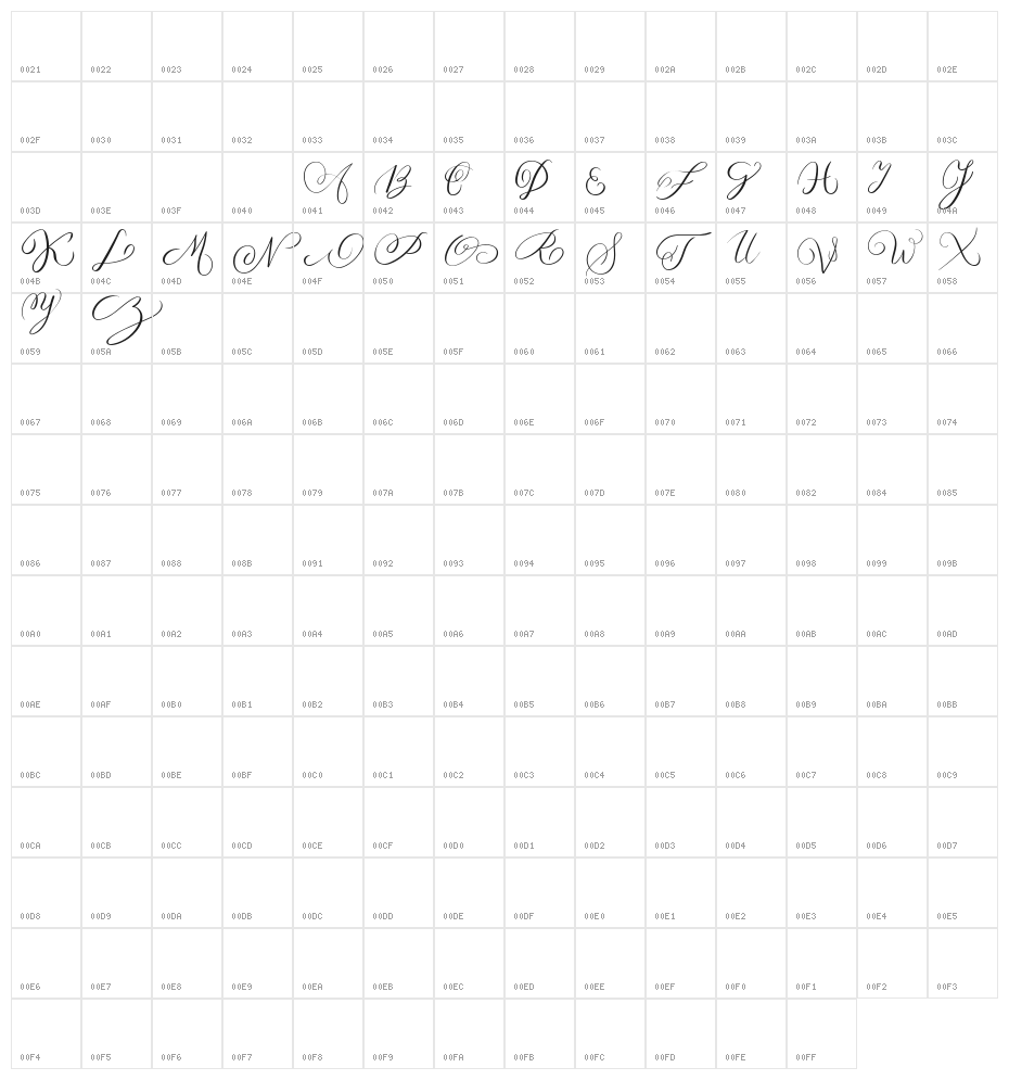 MONOGRAM F Character Map