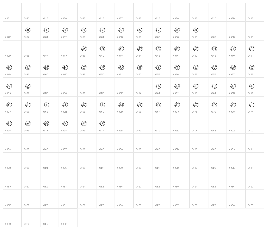 MONOGRAM GOLD Character Map