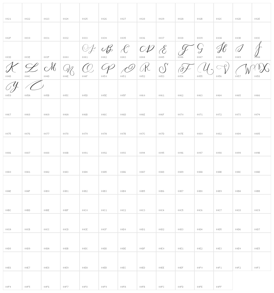 MONOGRAM G Character Map