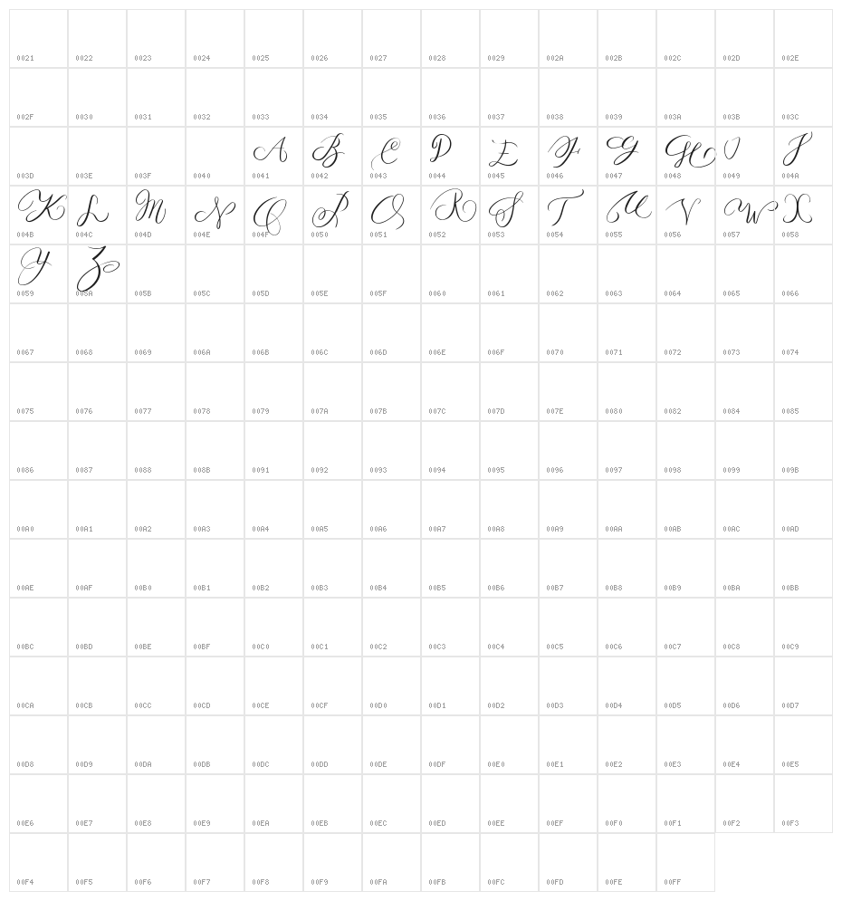 MONOGRAM H Character Map