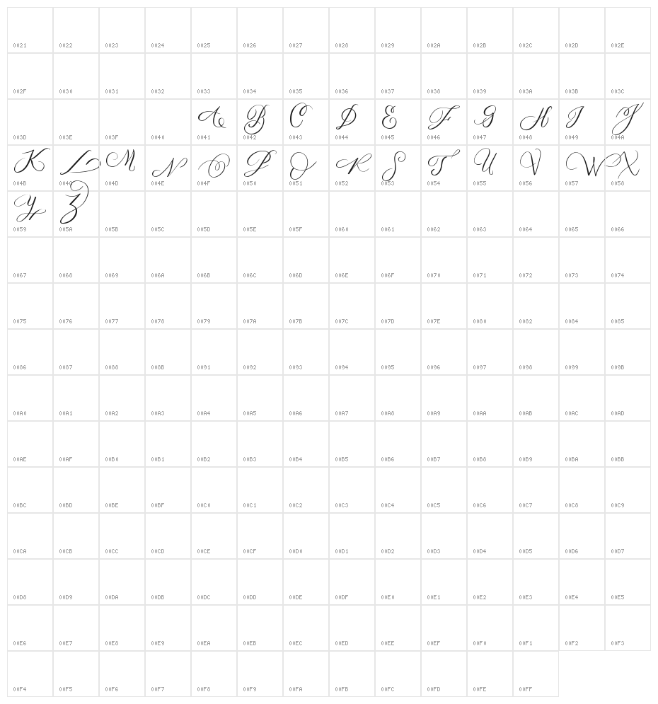 MONOGRAM I Character Map