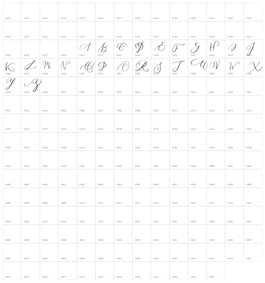 MONOGRAM K Character Map