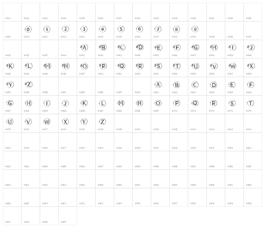 MONOGRAM LEAVES Character Map