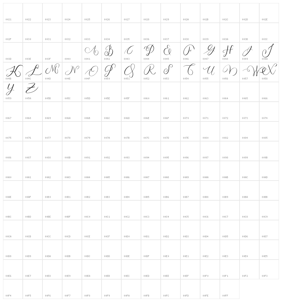 MONOGRAM L Character Map