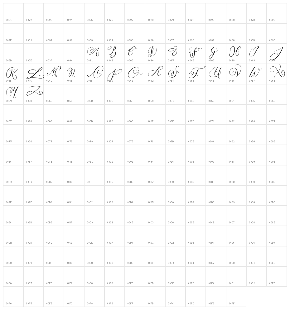 MONOGRAM M Character Map