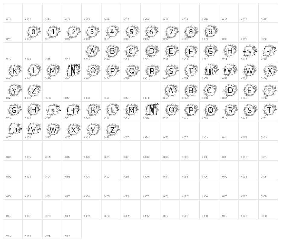 MONOGRAM NATURE Character Map