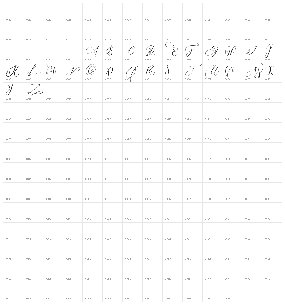 MONOGRAM N Character Map