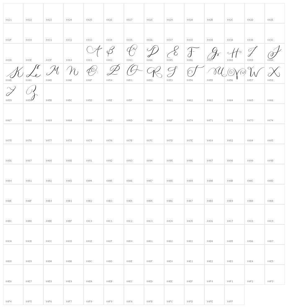 MONOGRAM P Character Map