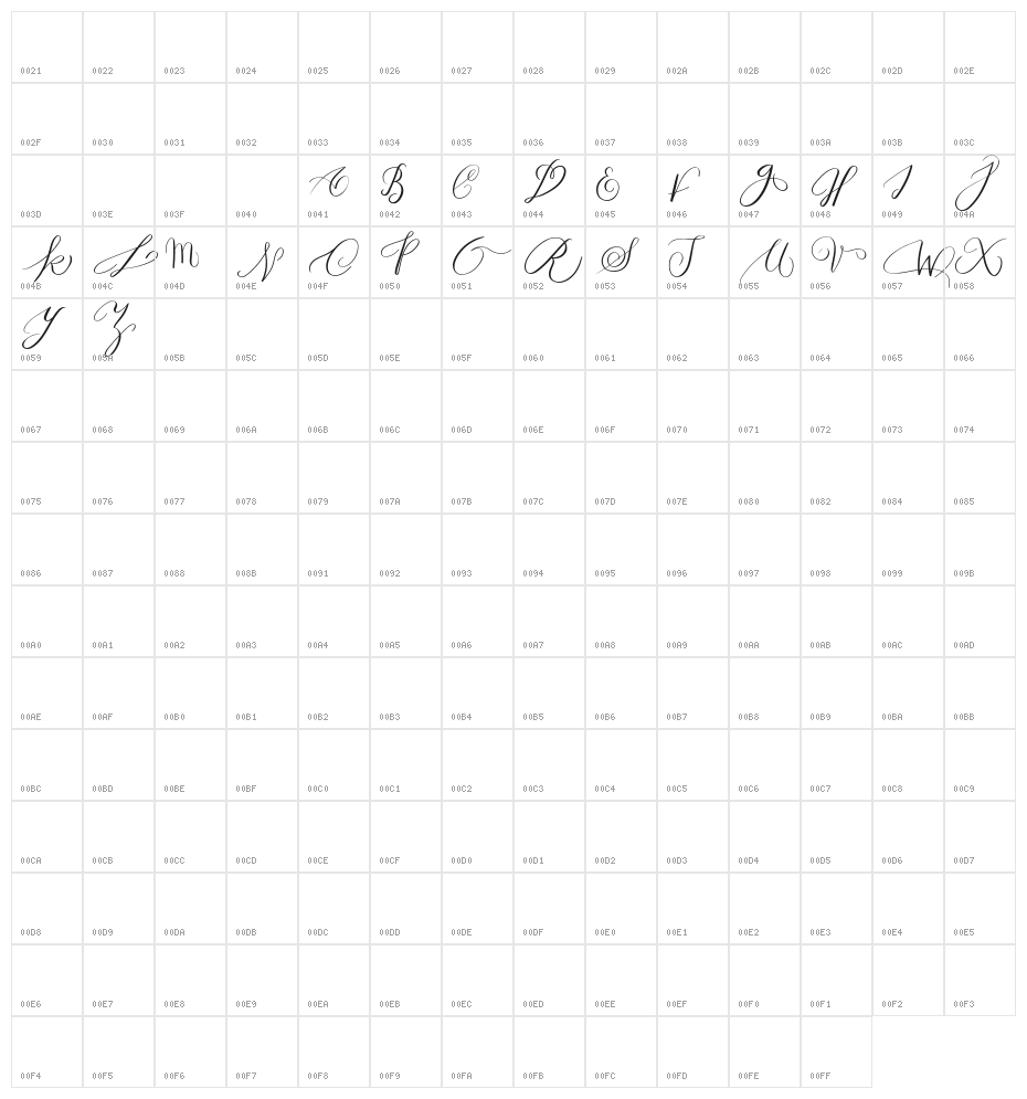 MONOGRAM Q Character Map