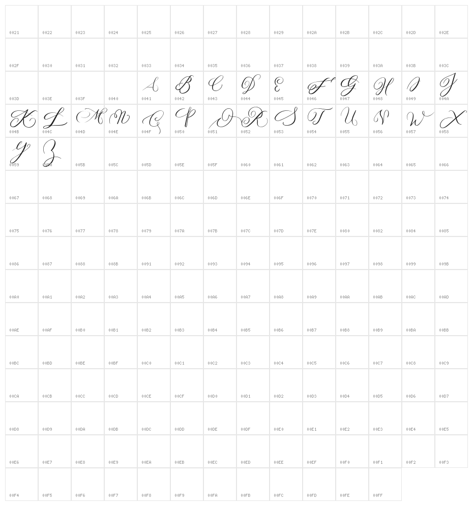 MONOGRAM R Character Map