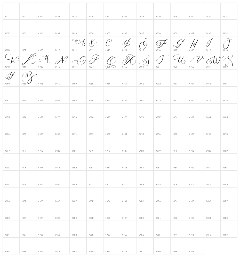 MONOGRAM S Character Map