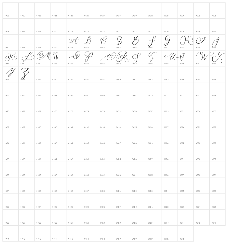 MONOGRAM T Character Map