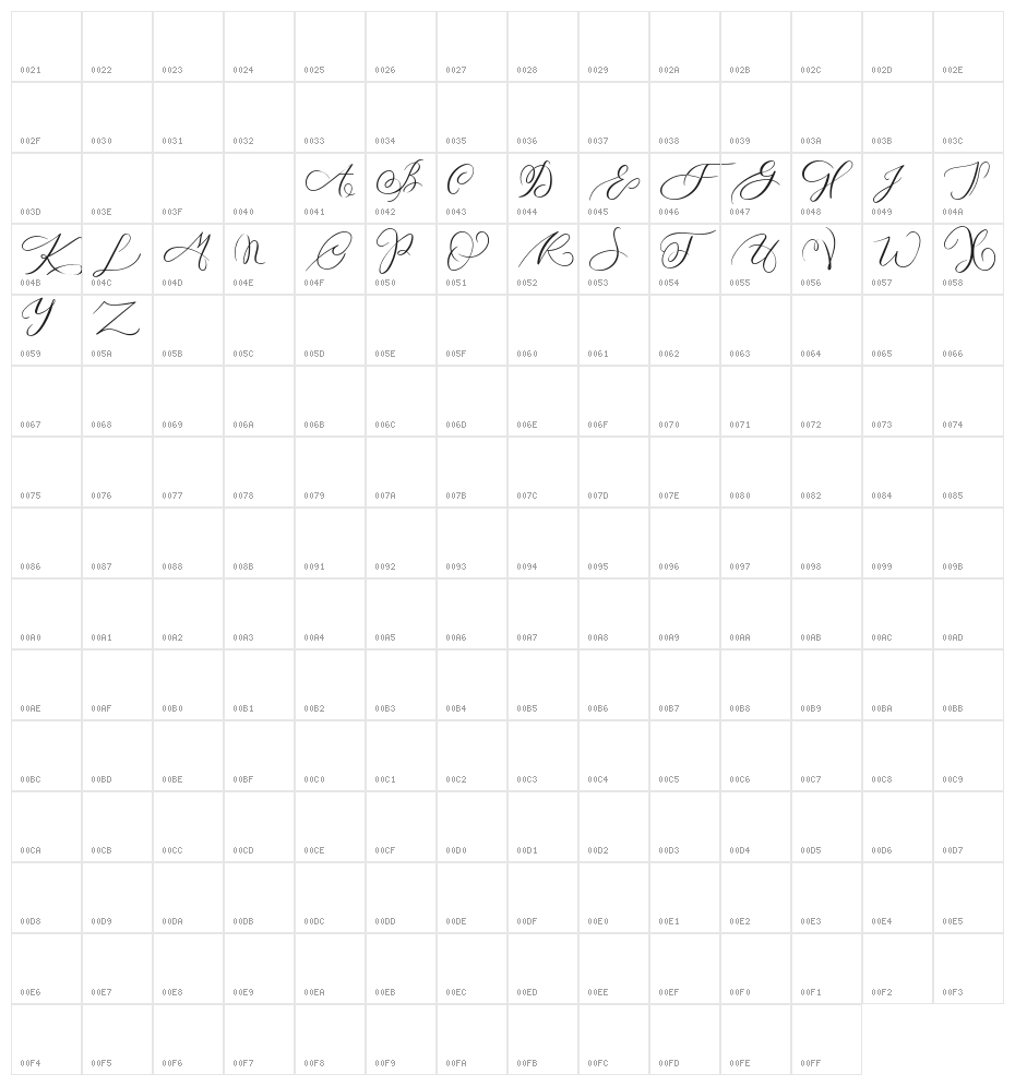 MONOGRAM U Character Map