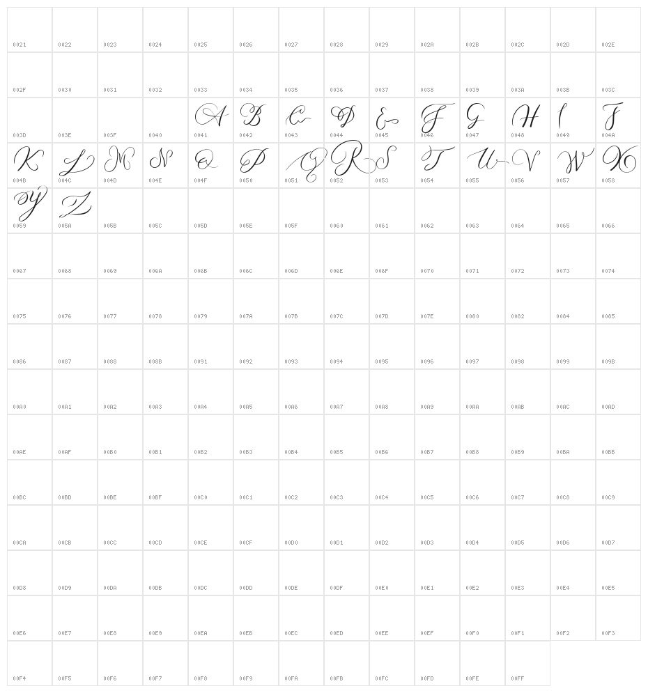 MONOGRAM V Character Map