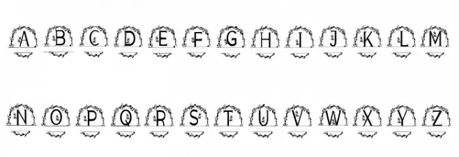 MONOGRAM WREATH FLORAL Schriftart Groß