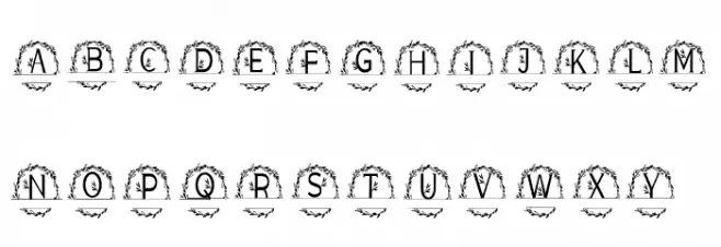 MONOGRAM WREATH FLORAL Font LOWERCASE