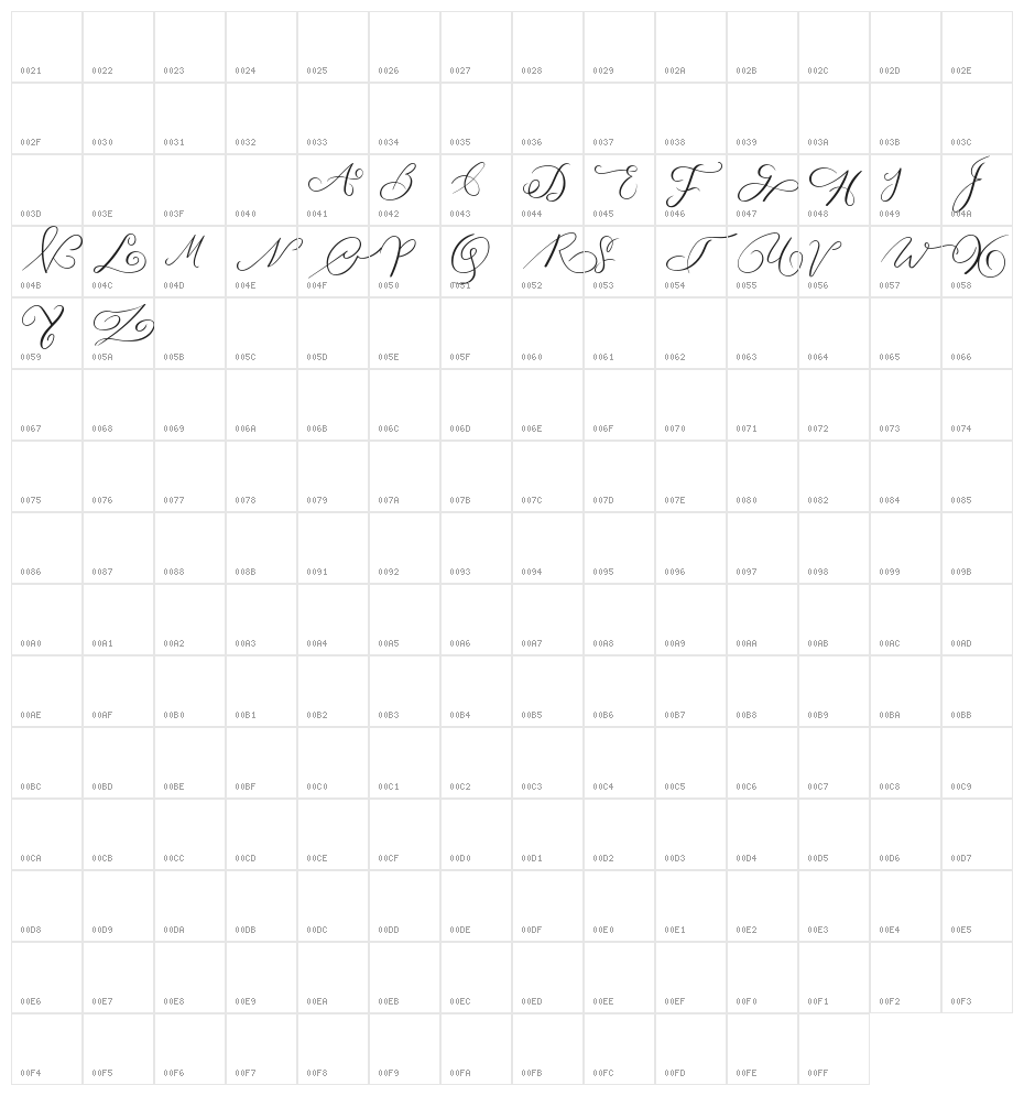 MONOGRAM W Character Map