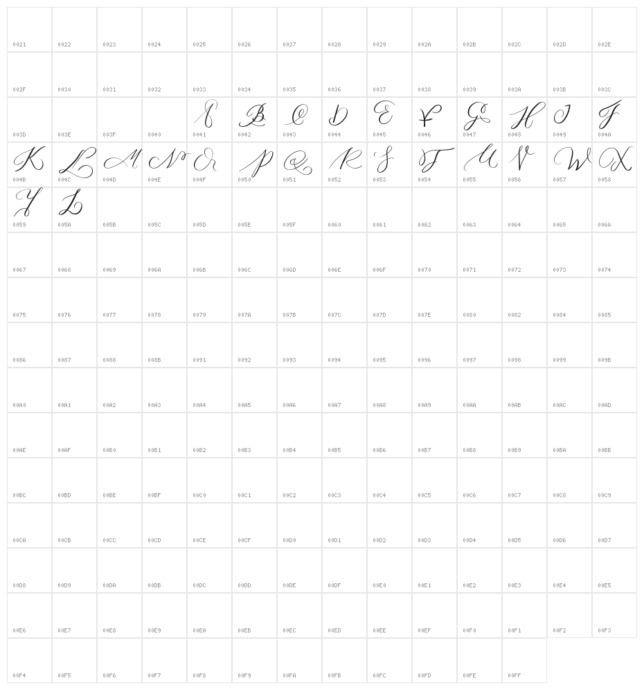 MONOGRAM X Character Map