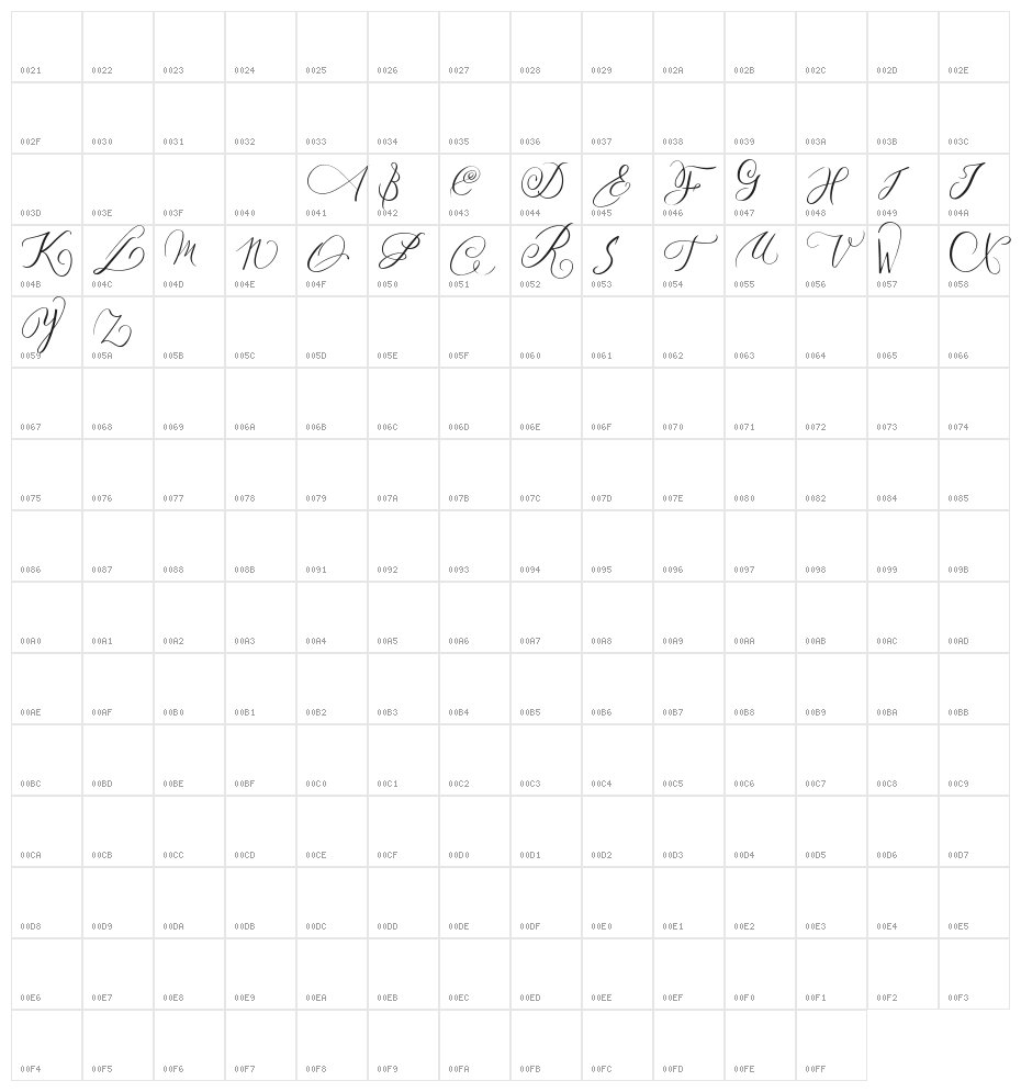 MONOGRAM Y Character Map