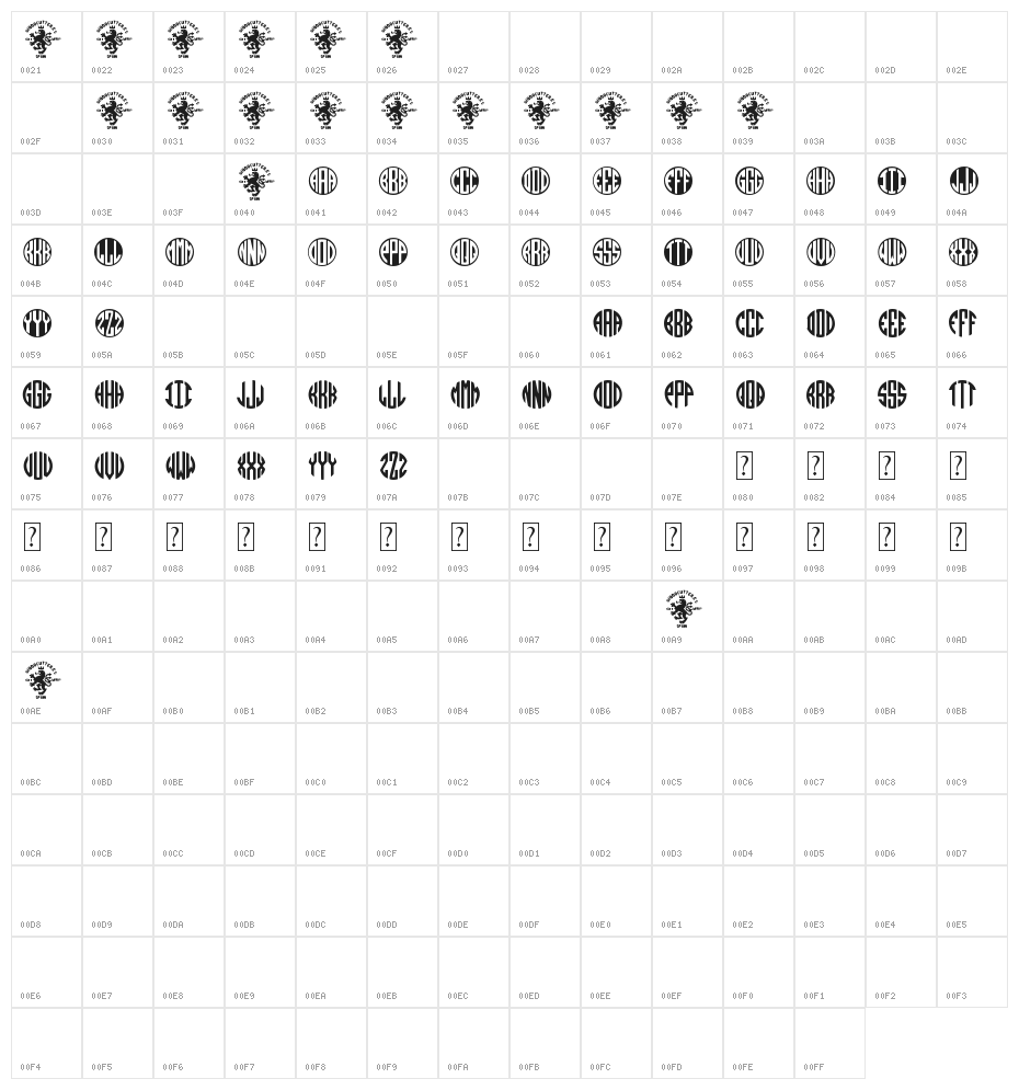 MONOGRAMOS Character Map
