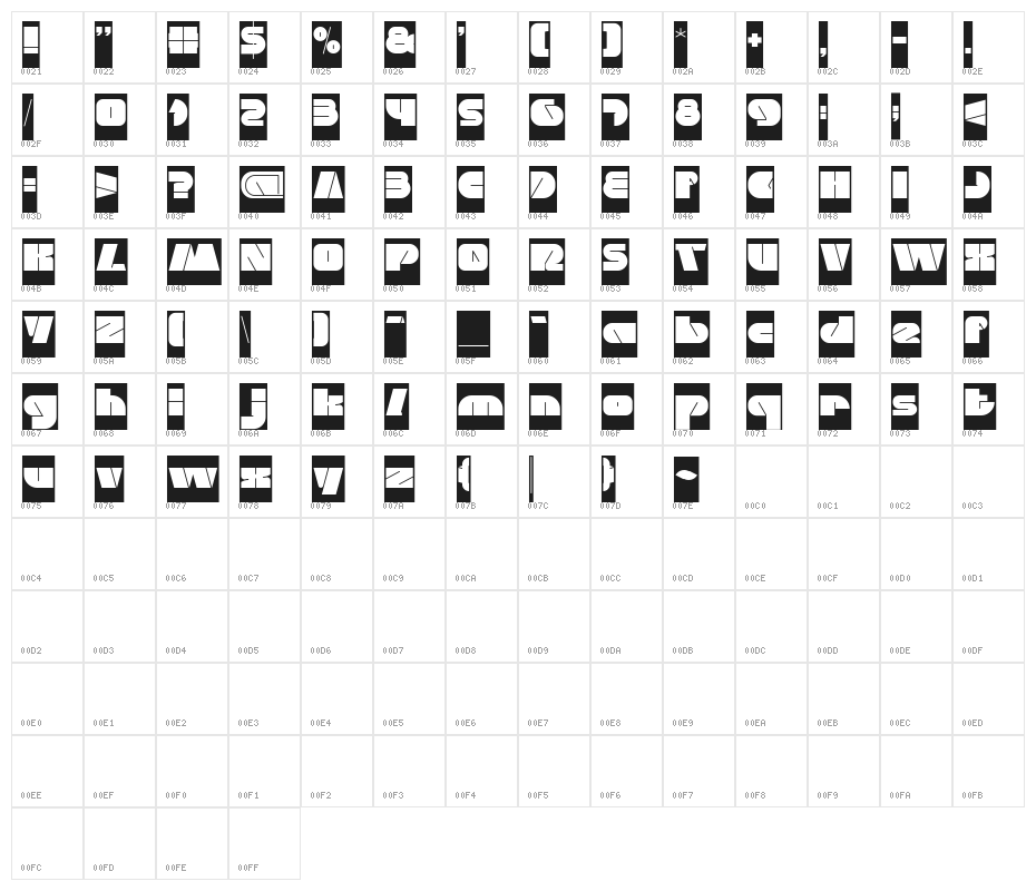 MONSTER ROCK-Inverse Character Map