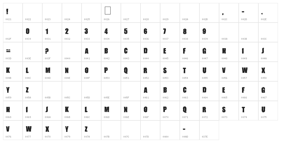 MONSTERZ Character Map